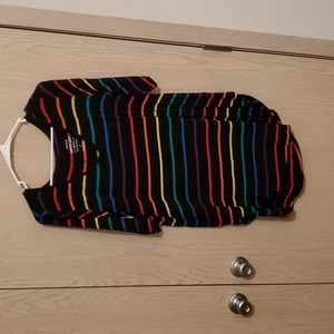 Torrid Super Soft Knit Rainbow Stripe 3/4 Sleeve